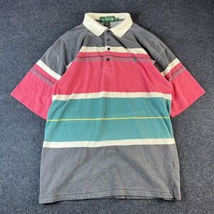 Vintage Knights Of Round Table Polo Shirt Mens Large Colorblock Stripe 90s